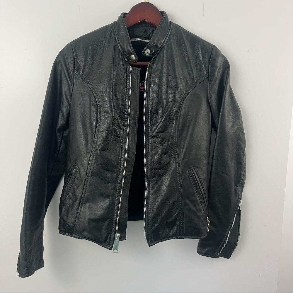 Vintage Brooks Detroit Black Leather Moto Jacket Women’s Size 28 Small/XS